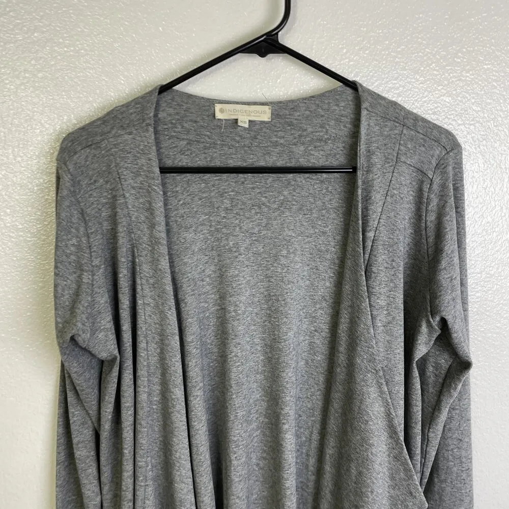 Indigenous Cardigan Womens XS Gray Organic Cotton Open Front Fair Trade Sweater - Image 3