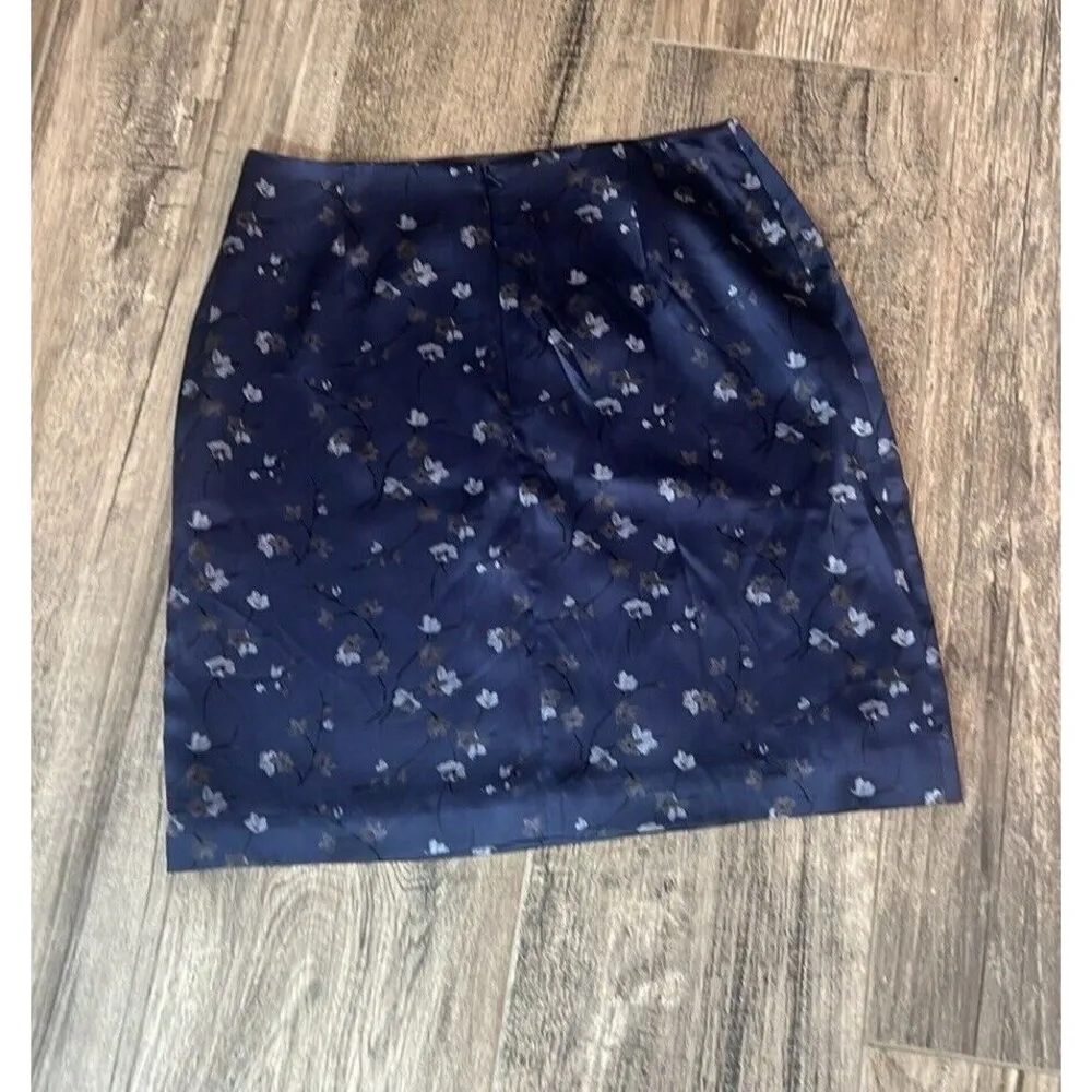 INC International Concepts 100% Silk BLUE Floral 12 Skirt LIGHTWEIGHT NWT #39 - Image 6