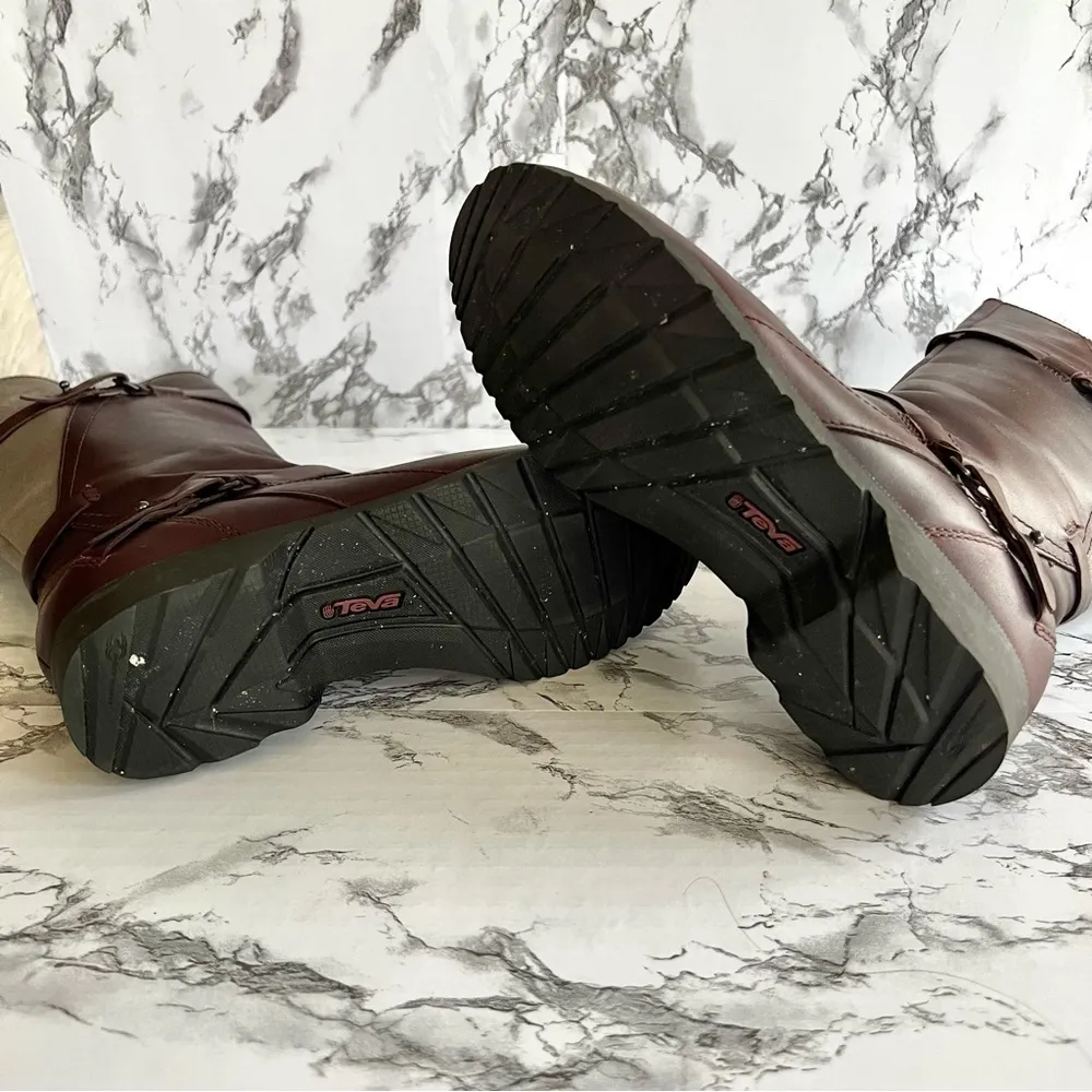 Teva De La Vina Riding Boots Oxblood Plum Waterproof Leather 6.5 - Image 15