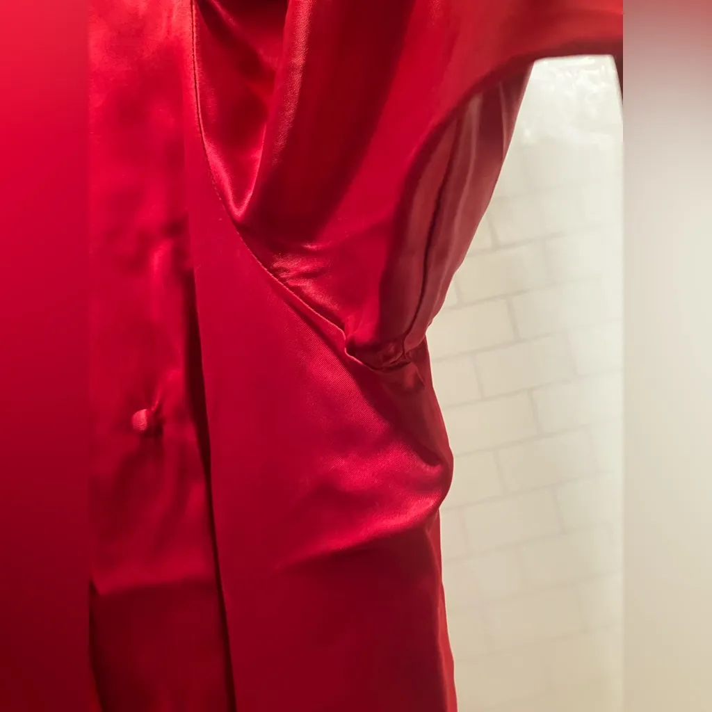 Vintage 1930s / 1940s red satin dress, medium - Image 4