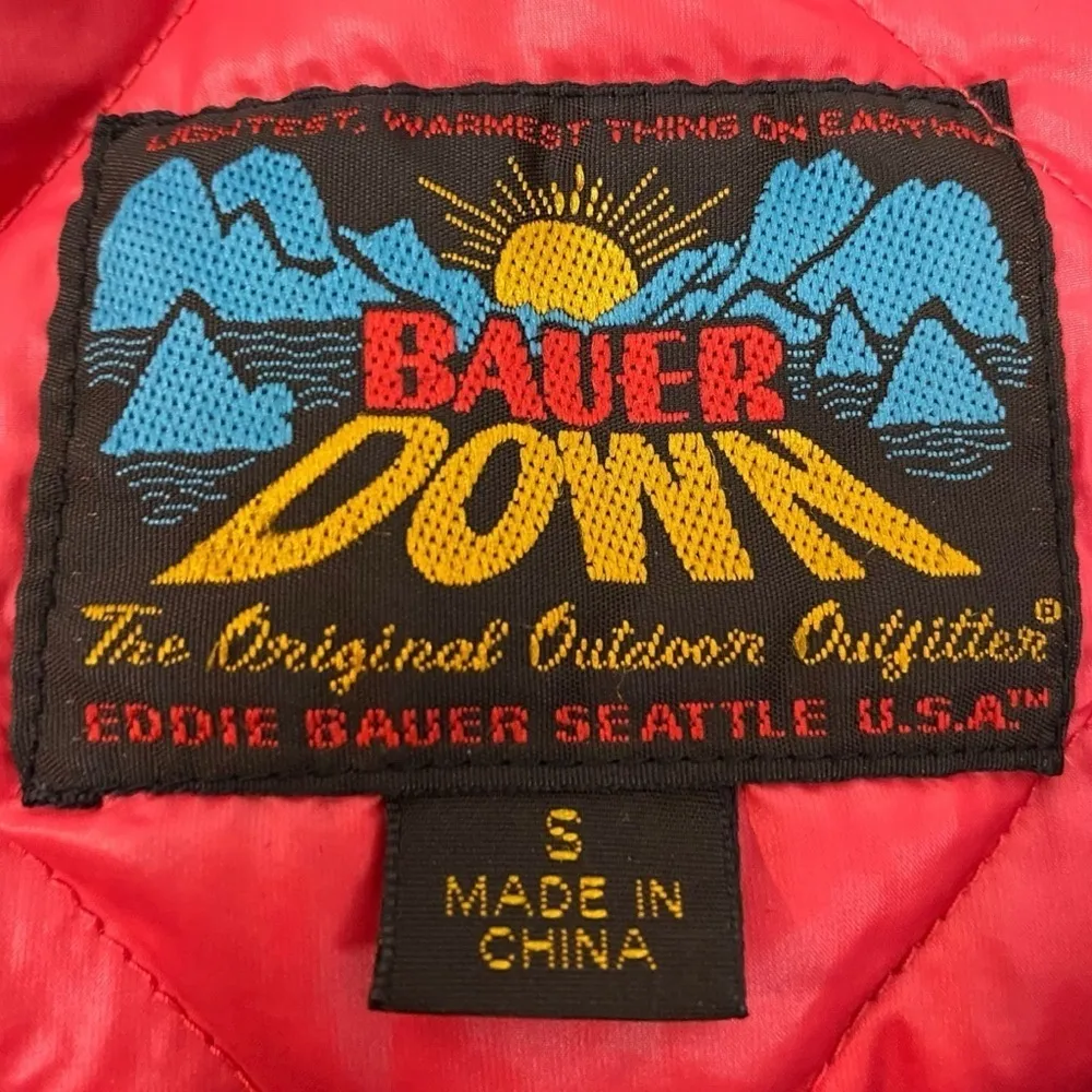 Retro 70s GorpCore Puffer Jacket Eddie Bauer 550 Goose Down Brown Red Size Small - Image 3