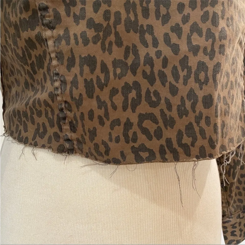 Pistola leopard print raw hem denim jacket - Image 11