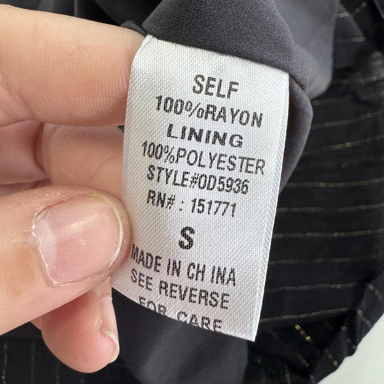 Gilli Dress Womens Small Black Gold Stripe Long Sleeve Ruffle Neck‎ Mini Rayon - Image 4