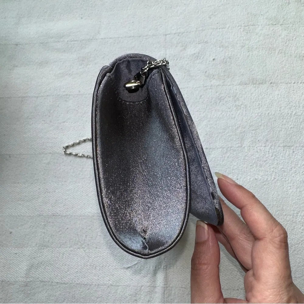Bijoux Terner grey gray   satin Evening purse handbag, 11“ x 5“ x 2“ - Image 9