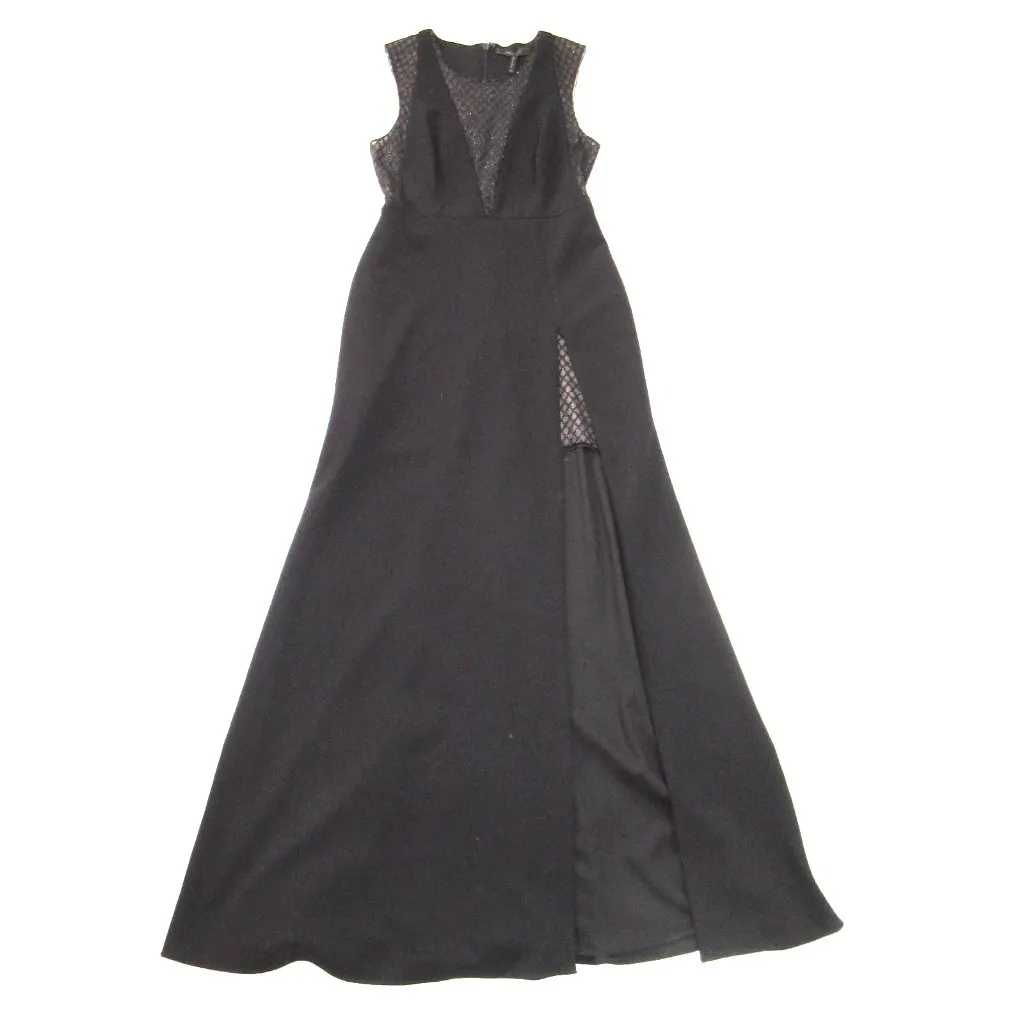 NWT BCBG MaxAzria Valentine in Black High Slit Crepe Evening Gown Dress 8 - Image 3