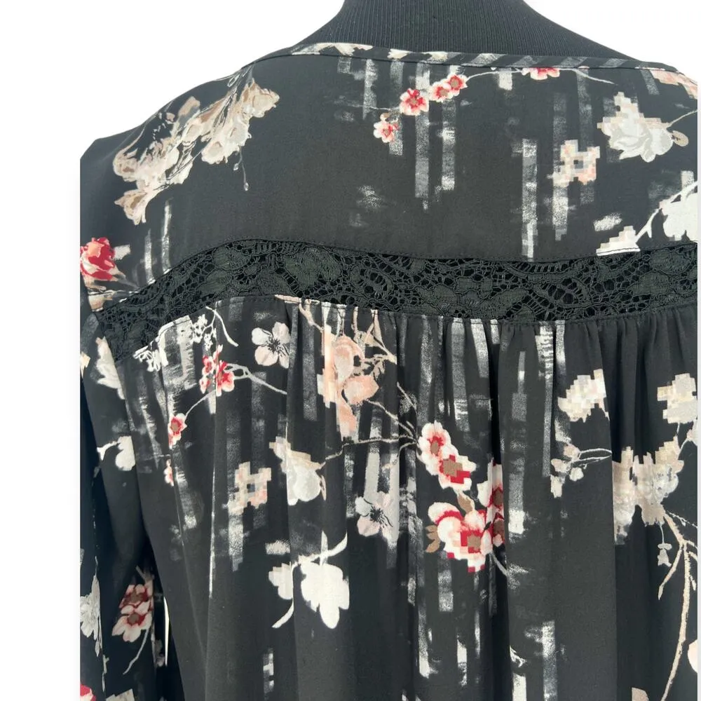 WHBM | 12 | Floral Pleated Front Pullover Top Lace Peasant Top Blouse - Image 4