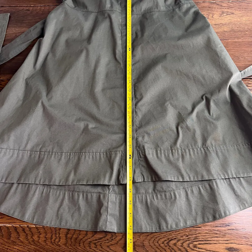 Banana Republic Army Green Olive Button Down Cotton Hi Low Pocket Shirt Dress - Image 3