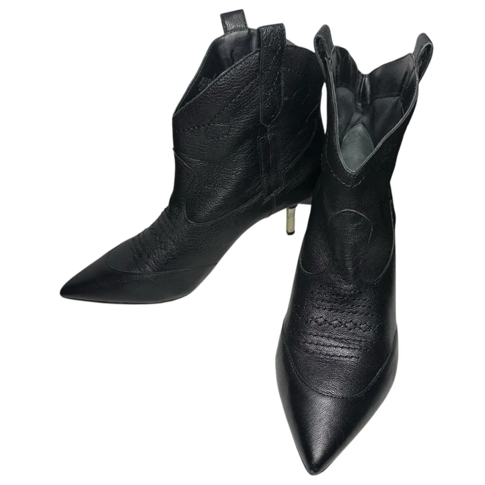 Jessica Simpson Women’s 9.5 Black Nelda Western Cowboy Stitched Pull On Boots - Image 3