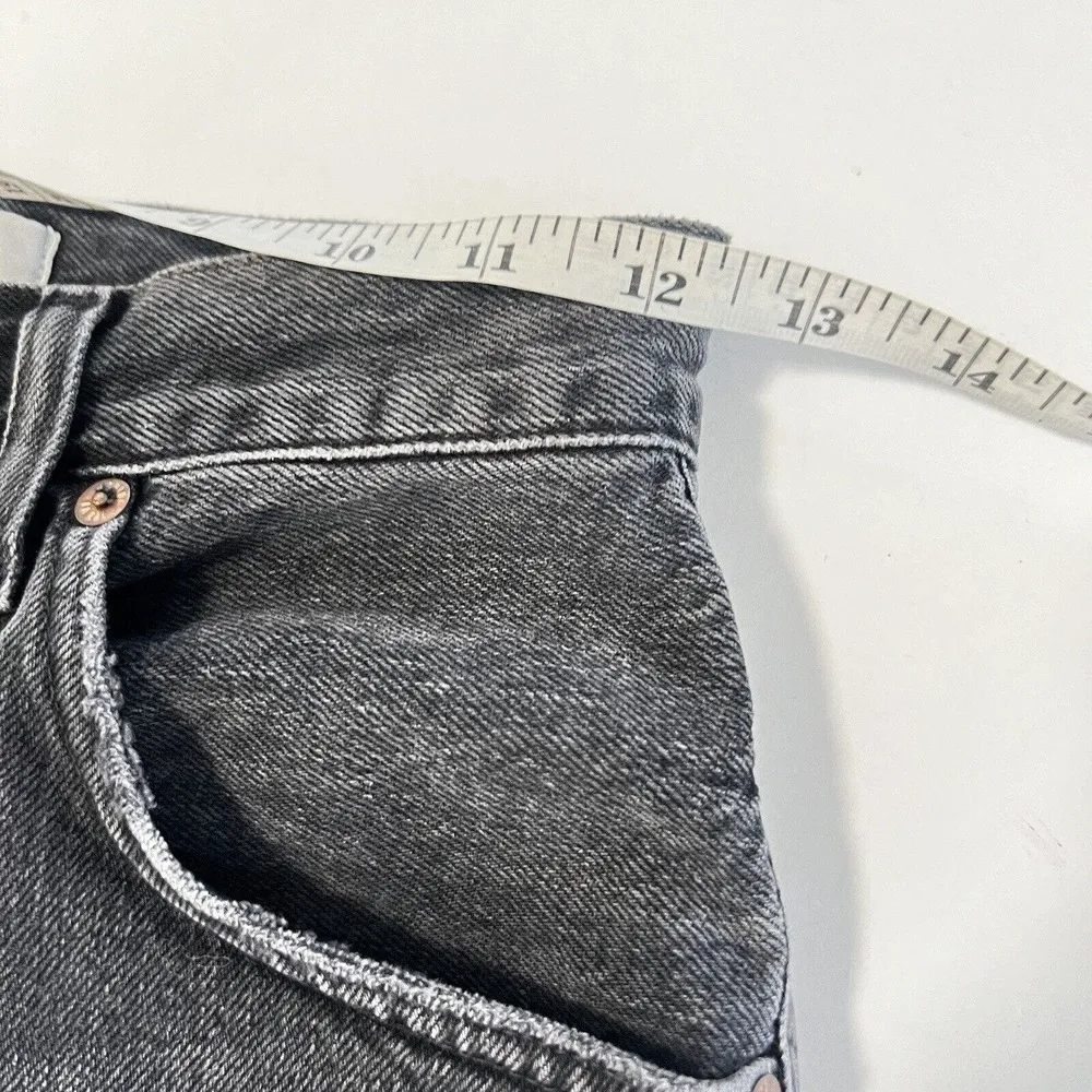 Agolde Sz 24 90s Pinch High Waisted Frayed Hem Denim Bermuda Long Shorts Black - Image 8