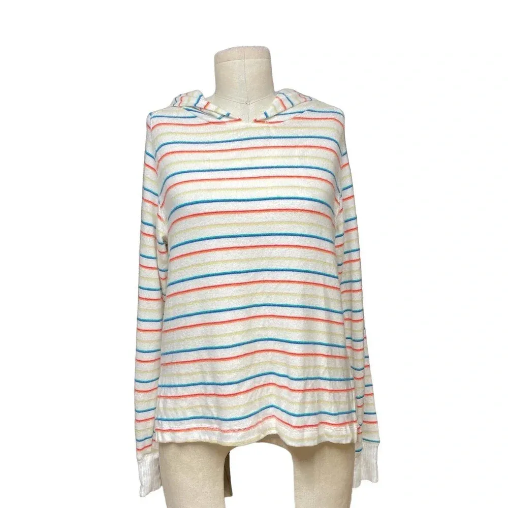 LNA Brushed Carly Striped Hoodie Sweater White Colorful‎ Size XS - Image 5