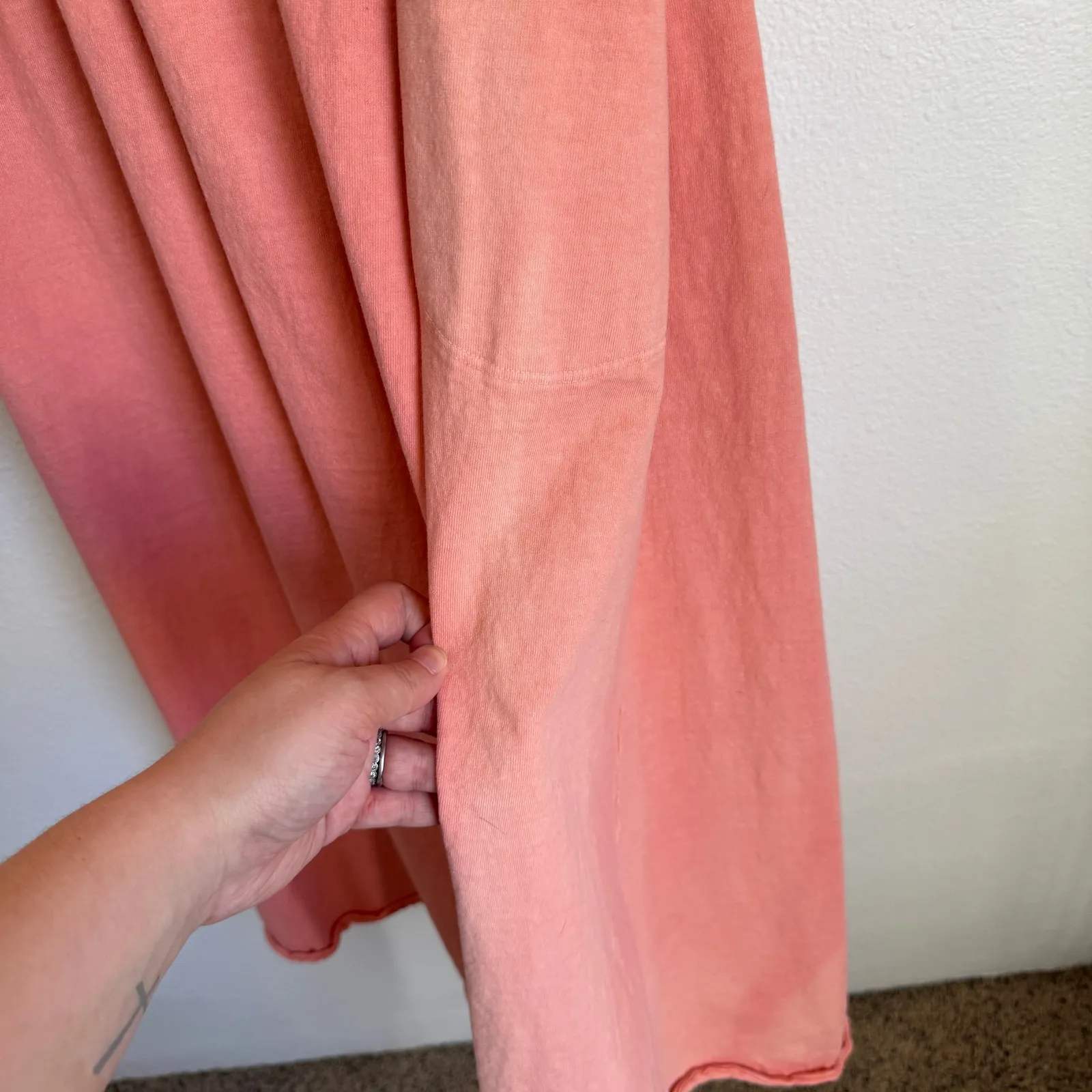 Free People Beach Sz S Sorrento Midi Cutout Tie Dress Pink 100% Cotton Natural - Image 6