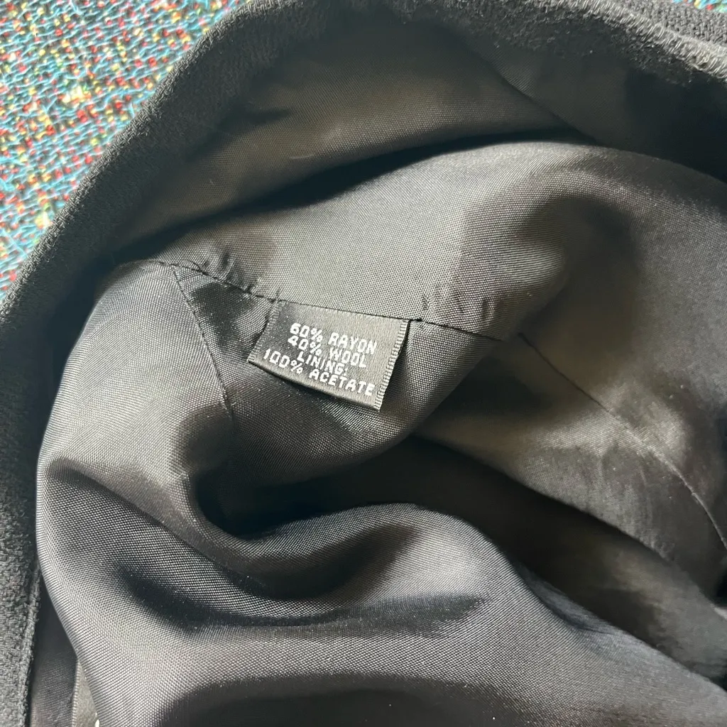 Linda Allard Ellen Tracy Black Wool Blend Pencil Midi Skirt Minimalist Size 8 - Image 15