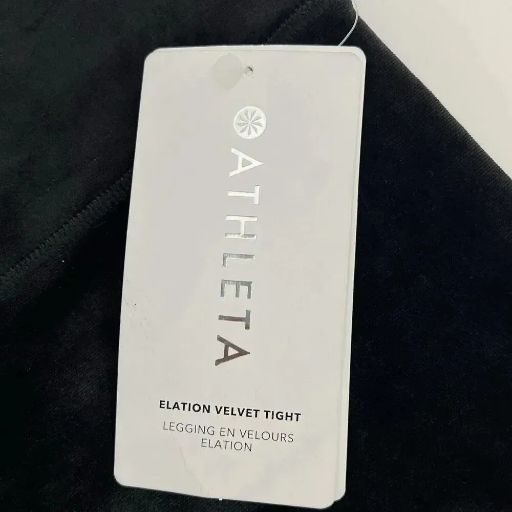 Athleta Elation Ultra High-Rise Velvet Tight/Legging Black Velour Casual Size L - Image 9