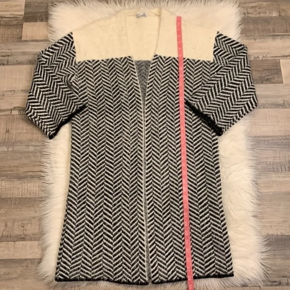 Dex eyelash herringbone open cardigan sweater S - Image 7