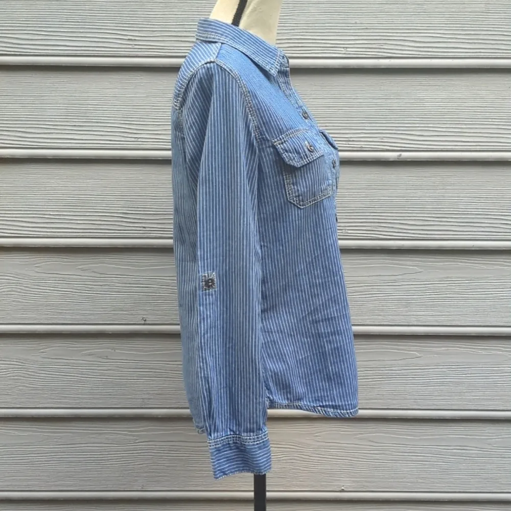 Seven7  Striped Chambray Button Down Shirt - Image 3