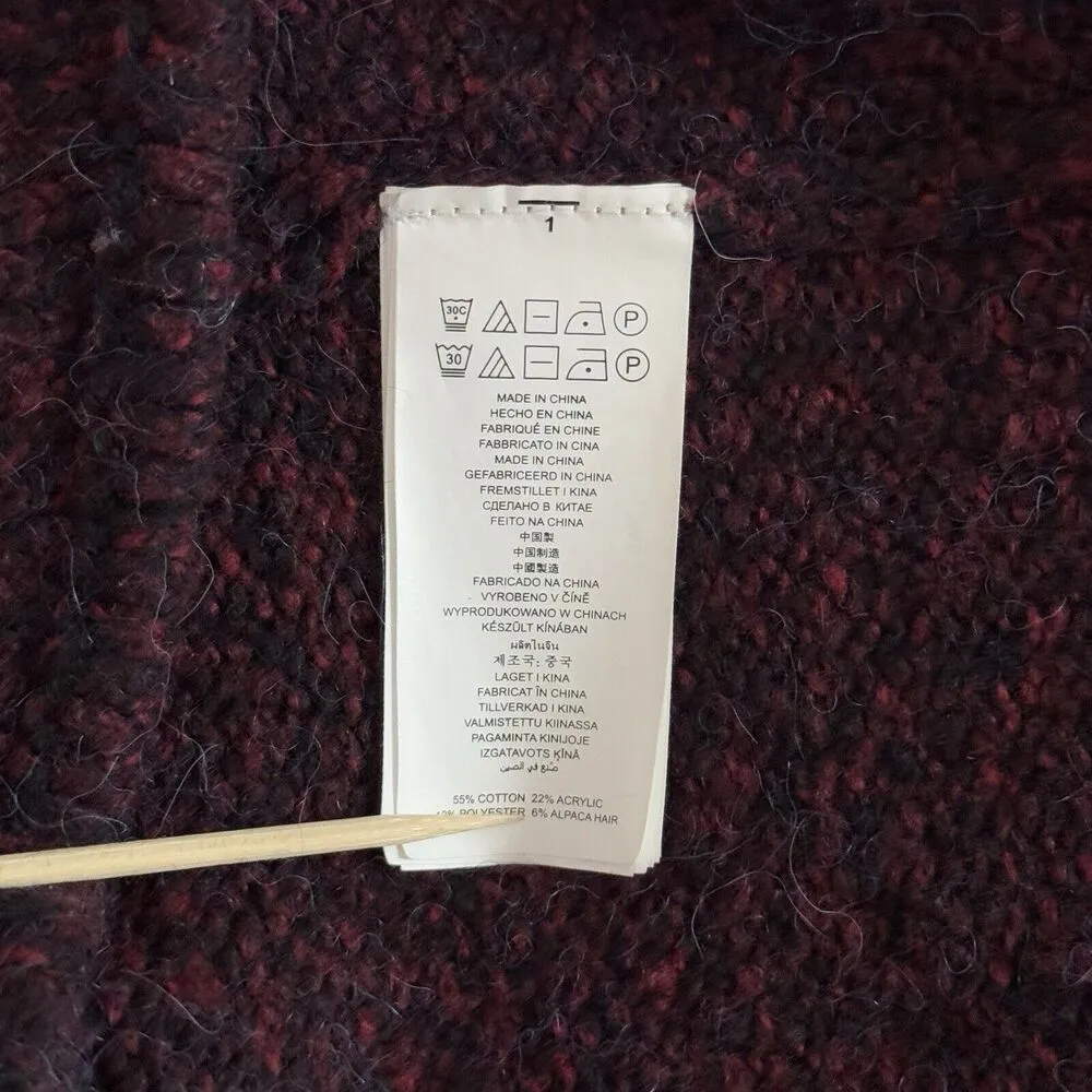 Michael Michael Kors Sweater Womens Small Burgundy Marled Knit Turtleneck Preppy - Image 7