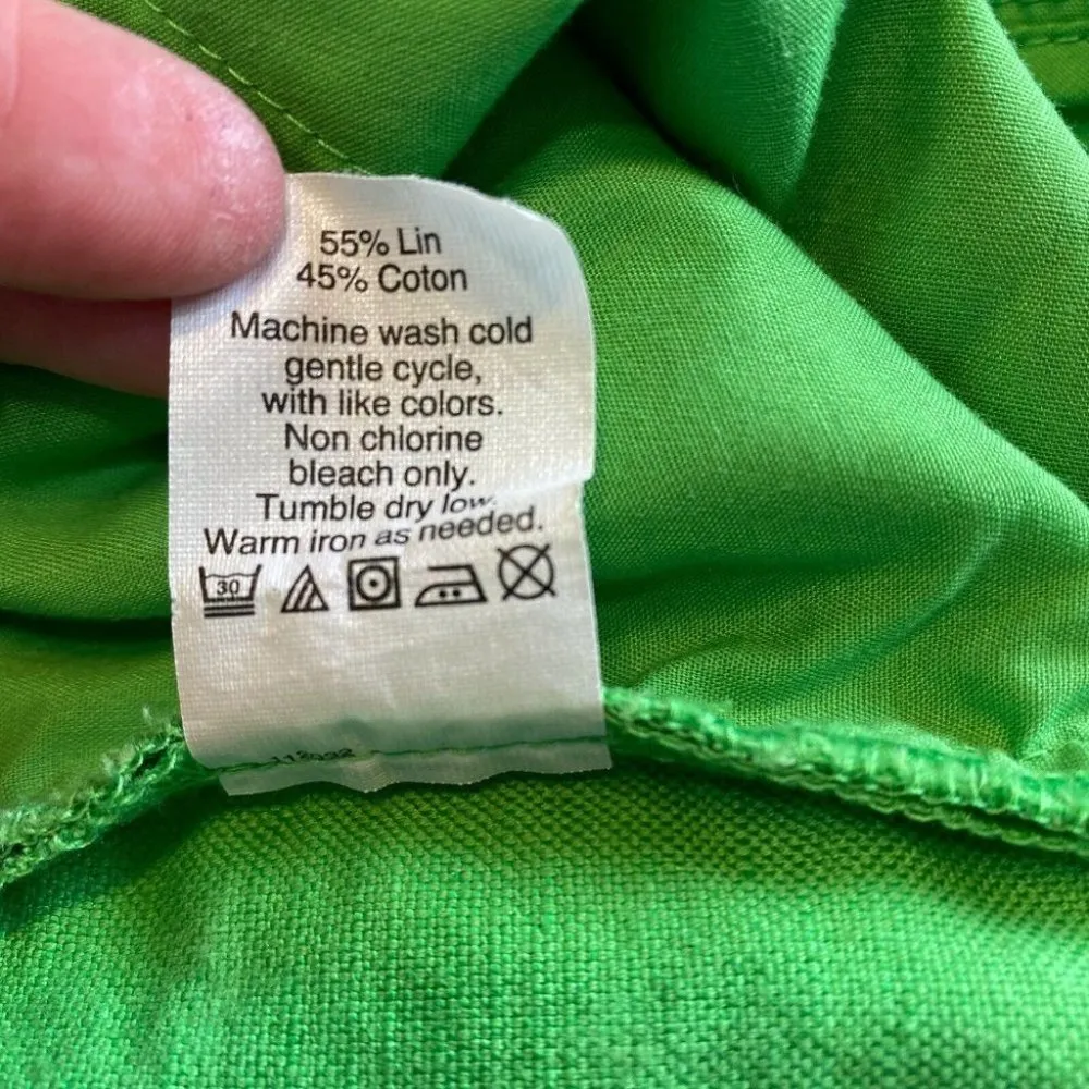 J. Crew Shorts 0 Green Linen Cotton 4" Scalloped Hem Pockets Summer Casual Women - Image 9