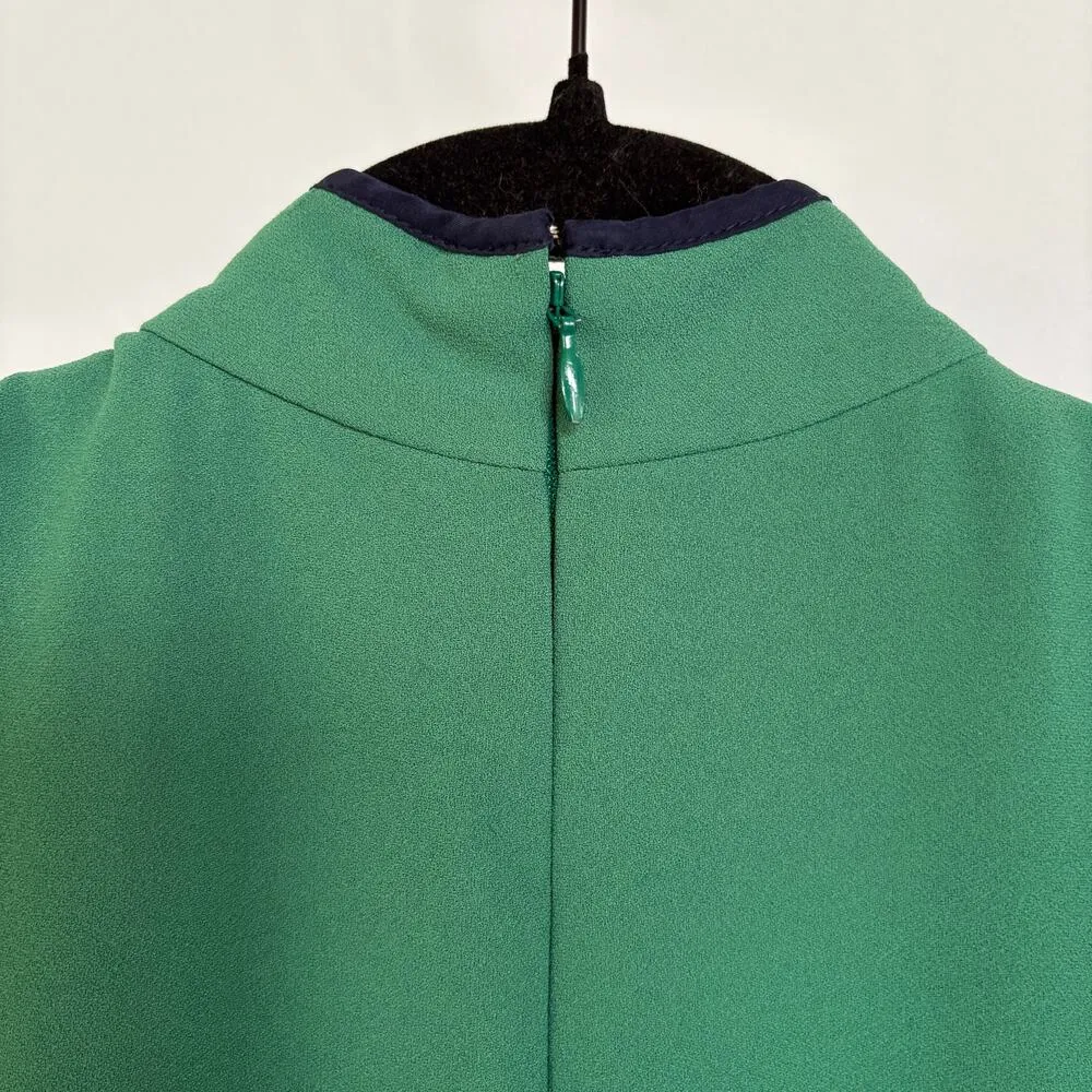 J.Crew Kelly Green Navy Tie-Neck Spring Classic Career Pencil Dress Size 8 - Image 6