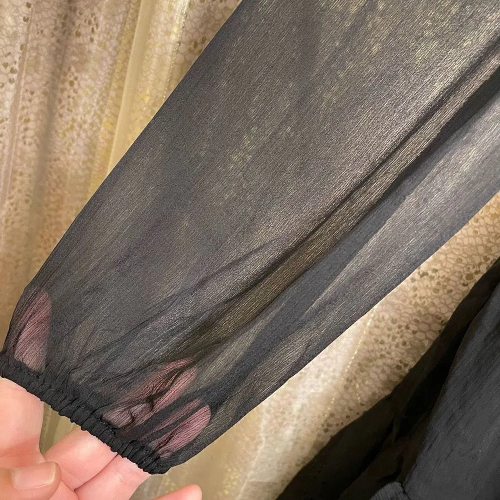 Old Navy Black Jack Fit & Flare Long-Sleeve Eyelet Mini Dress Small NWT - Image 5