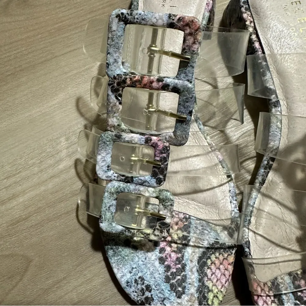 Cecelia New‎ York Lincoln Clear Strap Snake Print Buckle Slide Sandals 7.5 Pink - Image 5