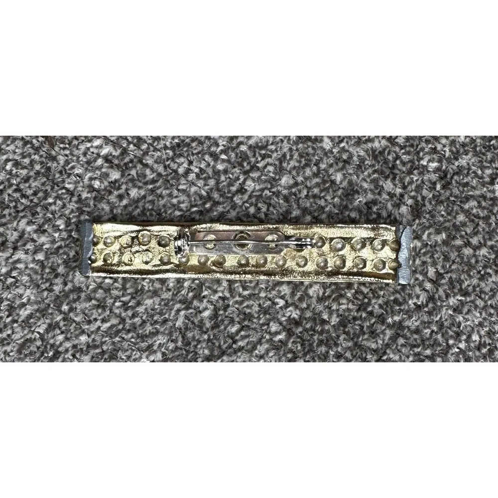 Vintage Iridescent Rhinestone Bar Pin Goldtone Brooch Costume Jewelry 2.5" - Image 5