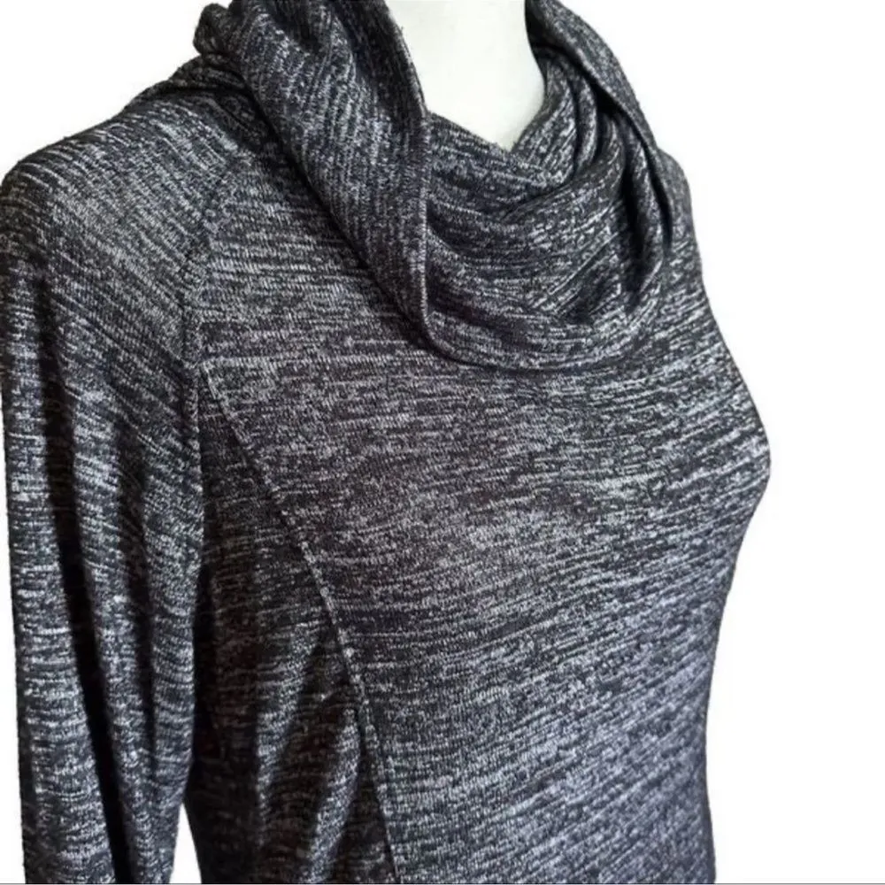 Nicole Miller Cowl Neck Heather Black Long Sleeve Sweater w/ Pockets Sz Medium - Image 7