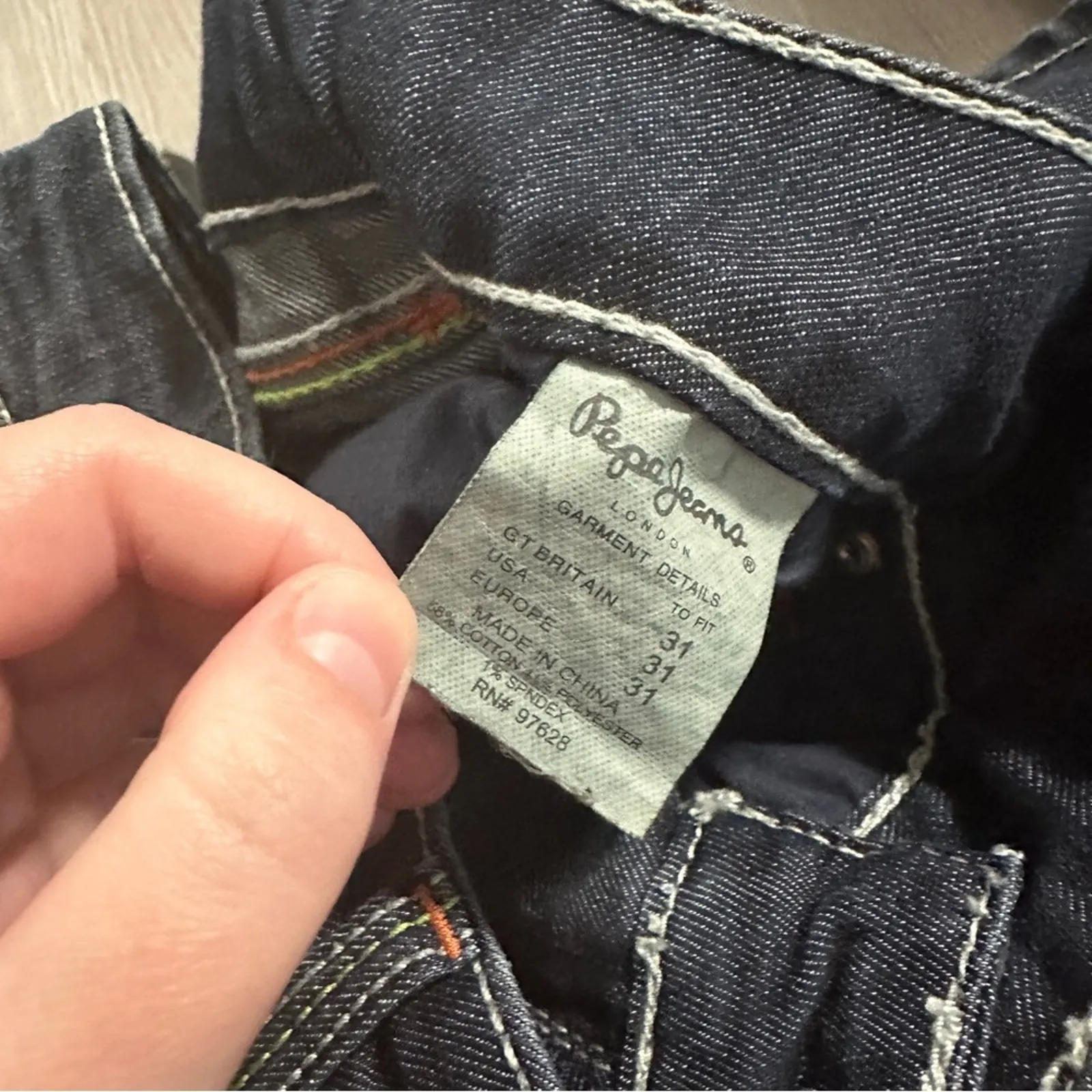 Pepe Jeans Dark Wash Rose Rhinestone Embellished Pockets Bootcut Jeans Size 31 - Image 10