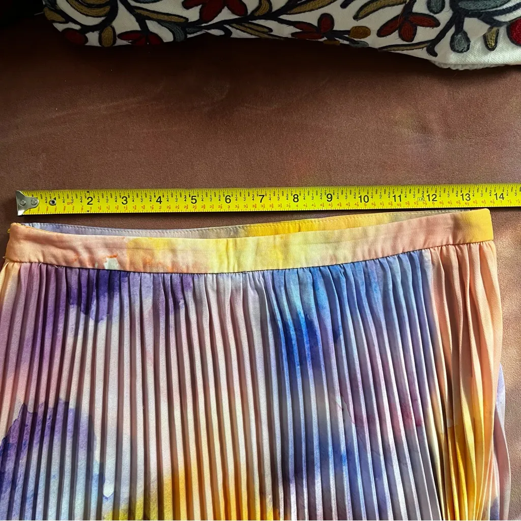 Pleated watercolor A-Line midi maxi Skirt - Image 6