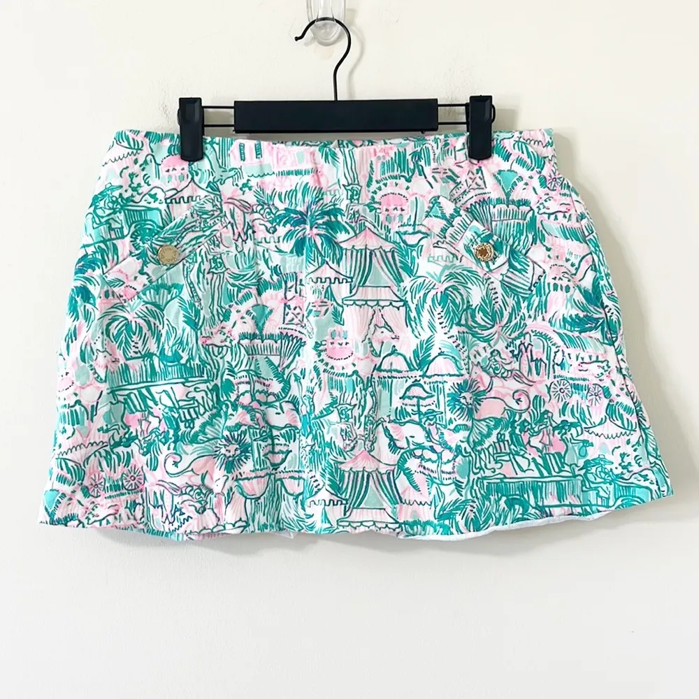 Lilly Pulitzer Madison Skort Bright Agate Green Colorful Camelflage Size Large - Image 2