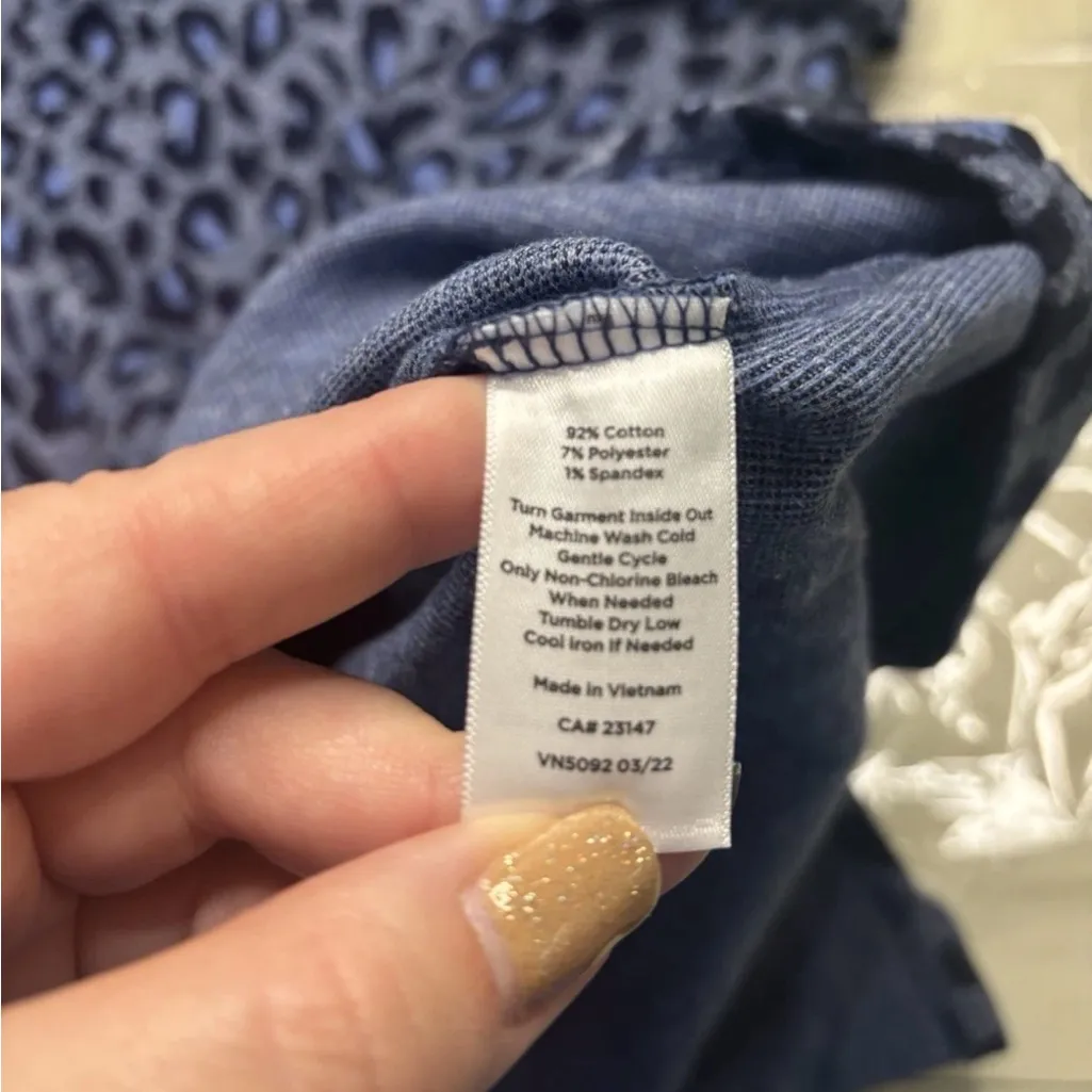 Talbots Long Sleeve Blue Leopard Print Sweatshirt Cotton Dress Size Large Animal - Image 7