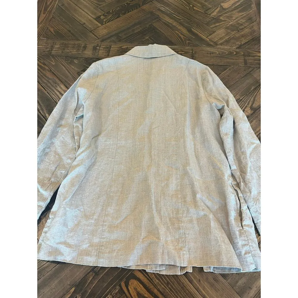 VTG Linen Long Sleeve Tunic Top Women 6 Neutral Lagenlook CottageCore Beach Trip - Image 3