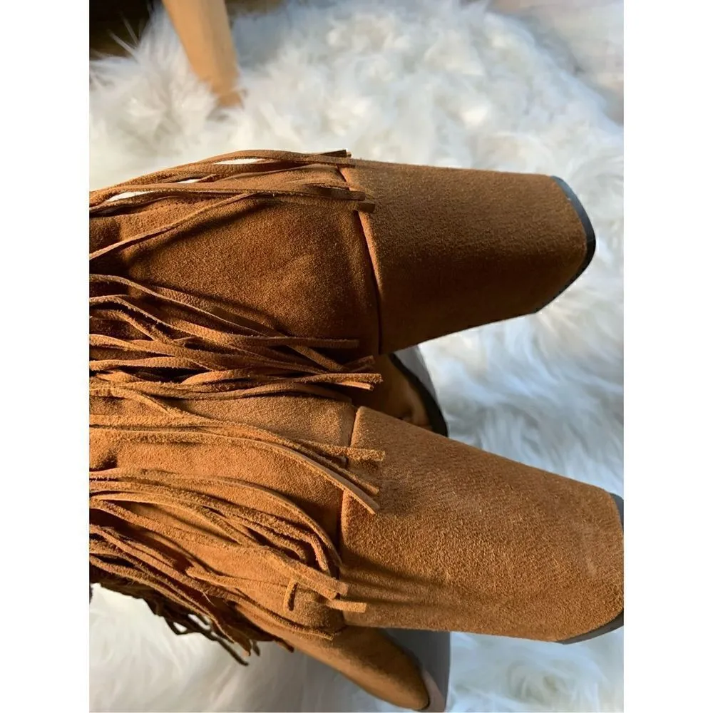 Nine West brown fringe booties size 9 - Image 4