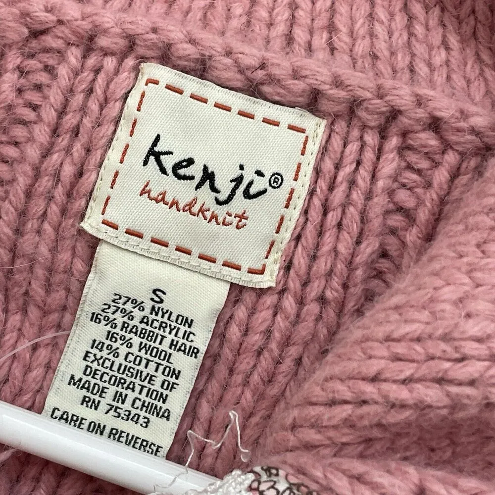 Kenji Handknit Carding bib collar crop sweater Pink small cottagecore coquette - Image 2