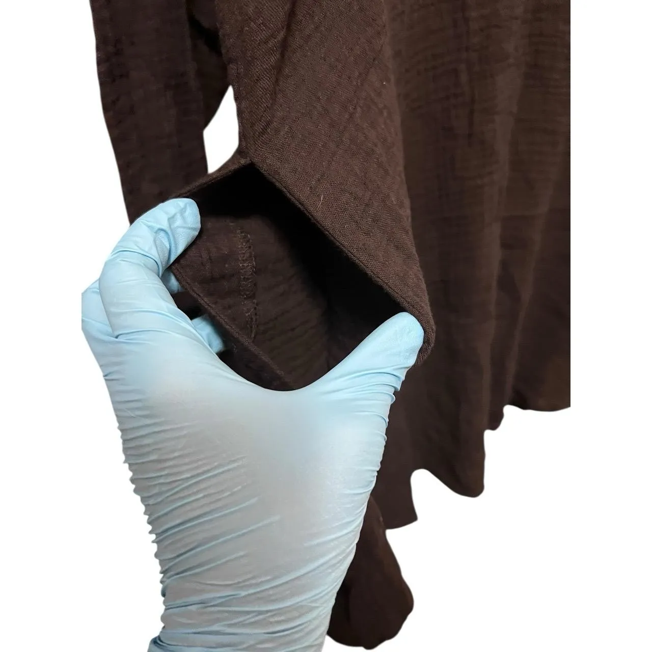 iGENJUN Tunic Smock Shirt Dress Womens Large Black Boho V - Image 6