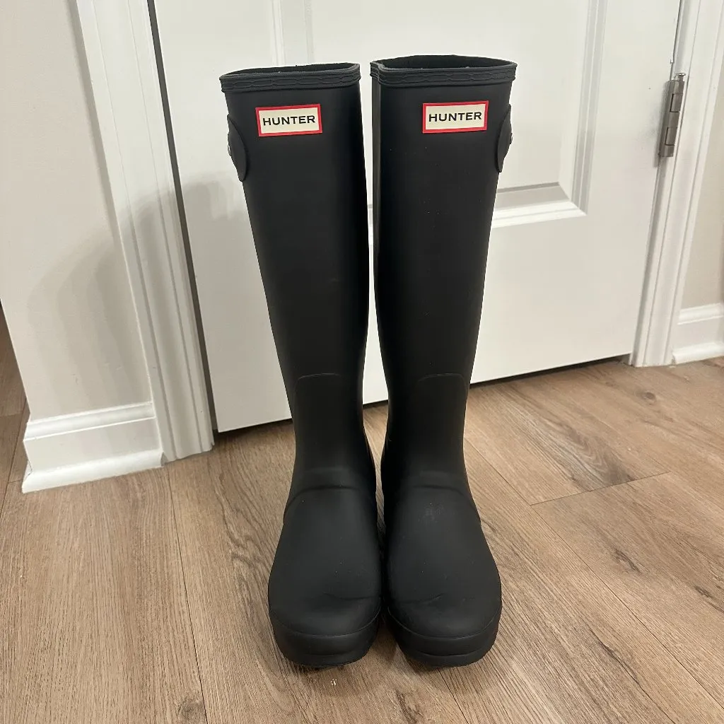HUNTER Original Tall Rain Boot in Black Size US 9 - Image 5