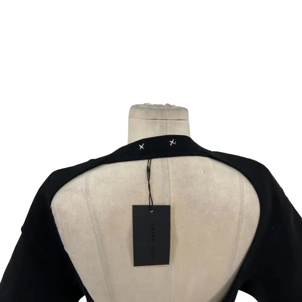 Vintage Souls Juicy Backless Rib Crop Top Black Las Vegas Rhinestone Size Medium - Image 7