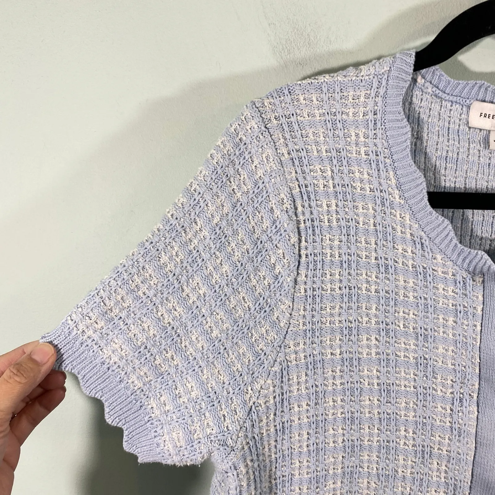 Free Assembly Women Blue Mini Tweed Short Sleeve Sweater Dress Size L Size L - Image 5