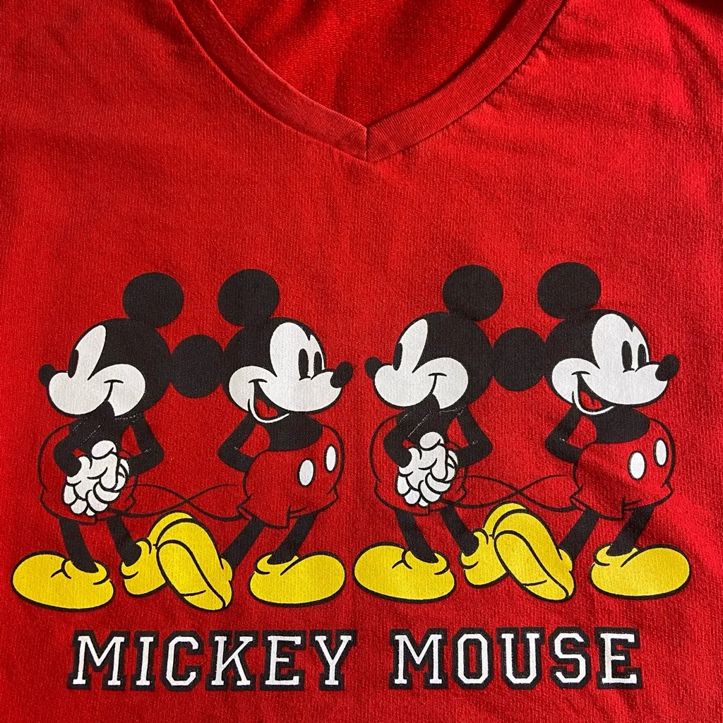 Disney Mickey Sweatshirt Red White Striped Long Sleeve 1X - Image 3