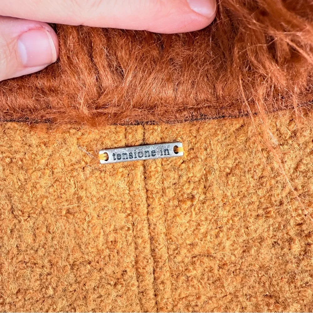 Tensione In Rust Faux Fur Trim Wool Blend Vest Orange Size M - Image 7