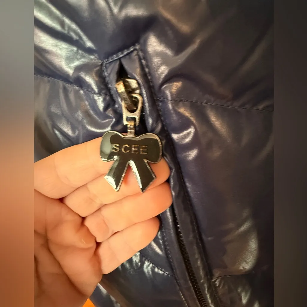 Twin Set Simona Barbieri SCEE Shiny Blue Puffer Jacket Med - Image 4
