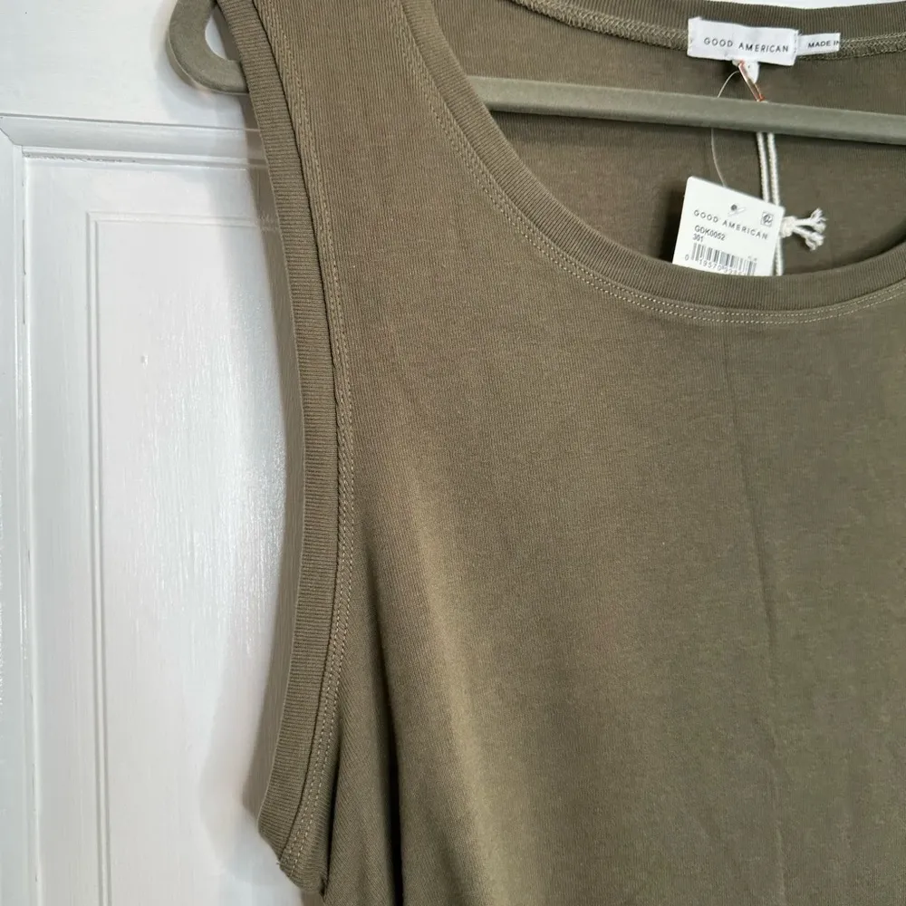 Good American Ruched Sleeveless Tank Dress in Sea Turtle Green Size 7 (4XL) NWT - Image 7
