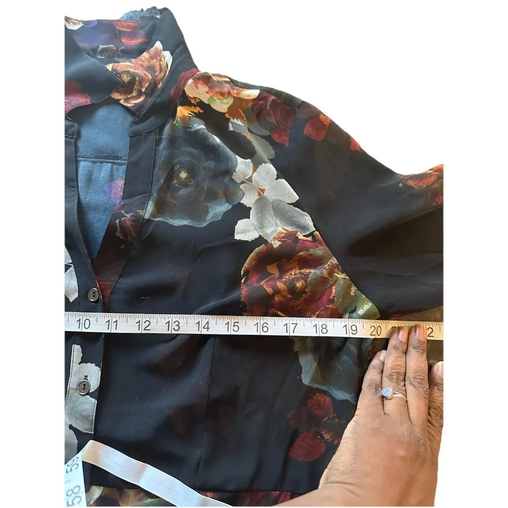 Soft Surroundings Anais Floral Sheer Button Up Dress Duster Sz M No Slip Flowy - Image 7