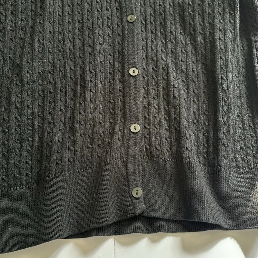 LIZ CLAIBORNE BLACK CABLE KNIT BUTTON DOWN SWEATER LONG SLEEVE SIZE LARGE - Image 6