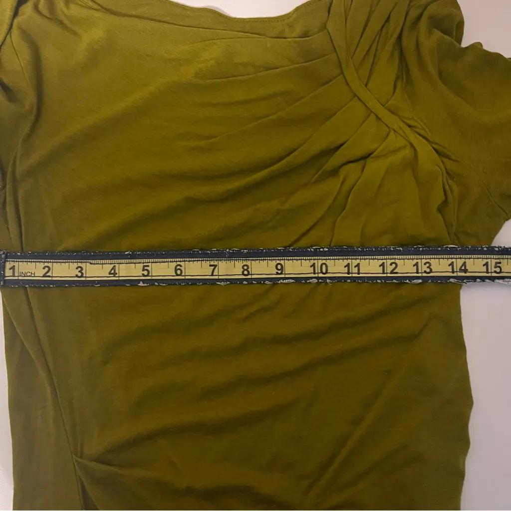 Chic Olive Green Draped Women's Blouse - Image 7