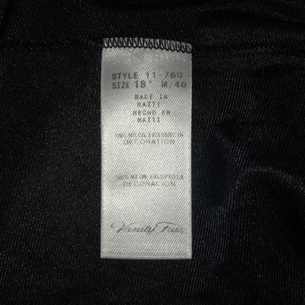 Vintage  Dainty Black Half Slip Skirt Dress Lace Trim Small Side Slit - Image 6