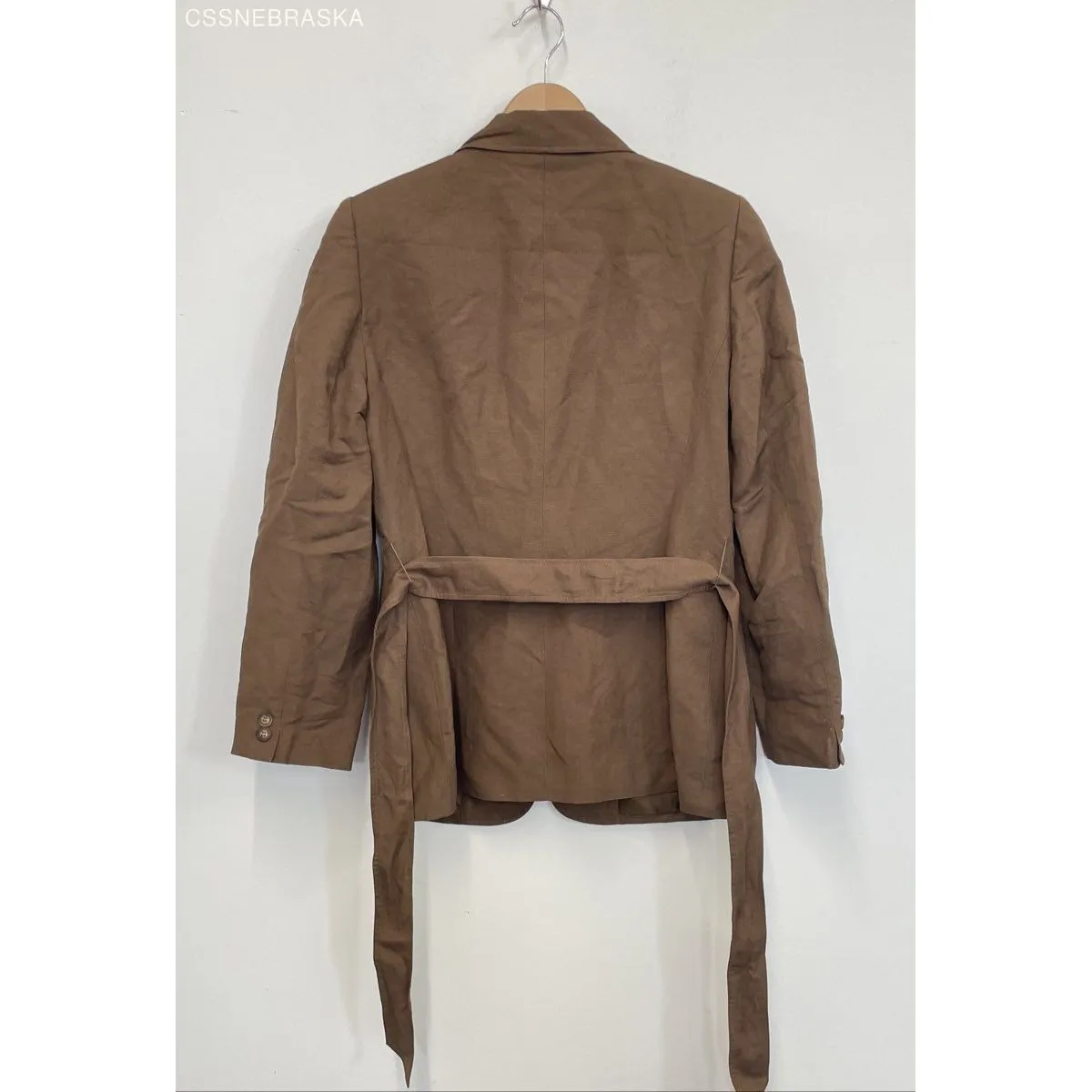 Le Suit Belted Jacket Blazer Linene Bland Womans Sz 10 Brown‎ Tan - Image 9