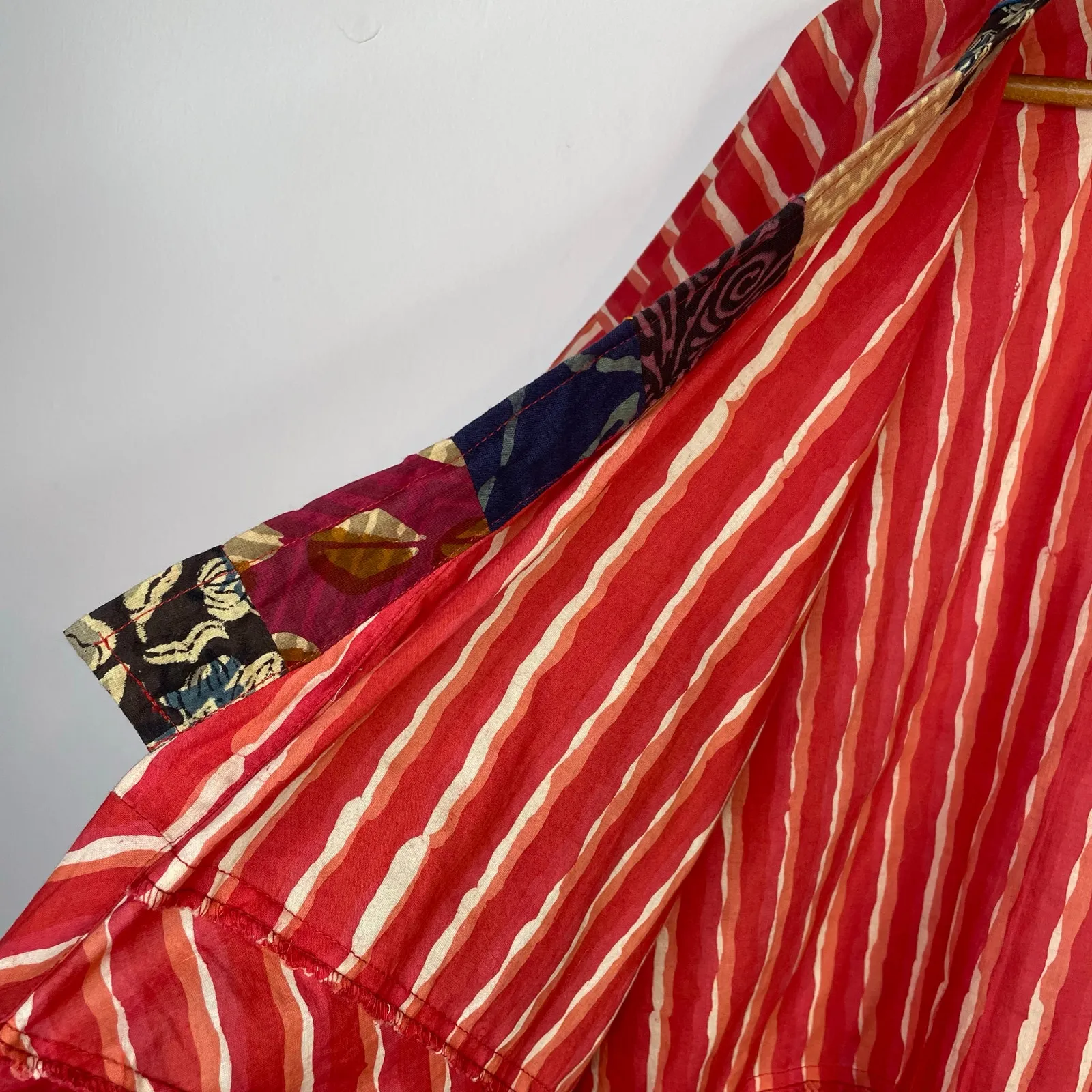 Marketplace India Sikkim Open Boxy Lightweight Cotton Embroidered Artsy Jacket L Orange Size L - Image 11