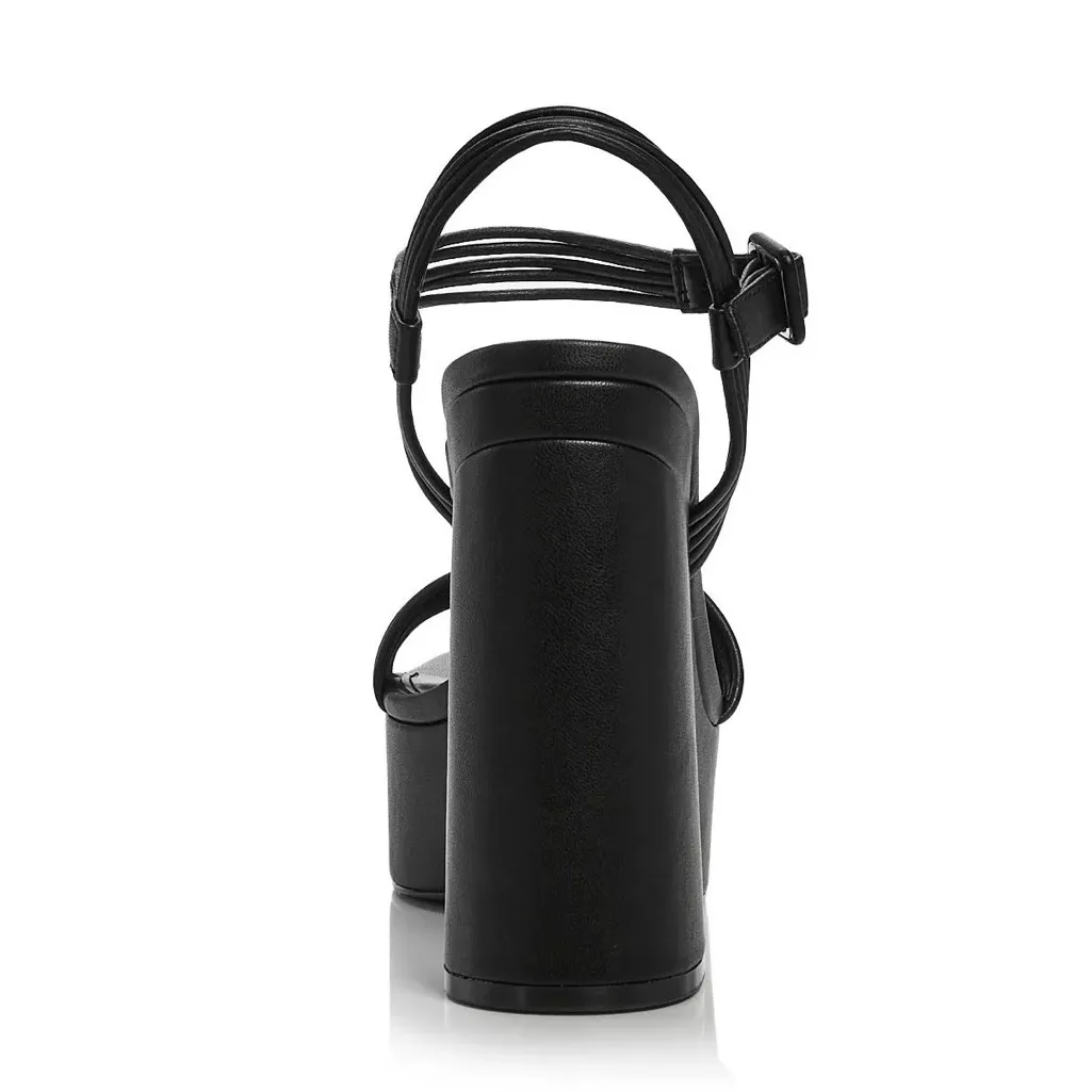 Aqua SWEET Faux Leather Square Toe Block Heel Sandals, Size 8.5, NEW in Box - Image 3