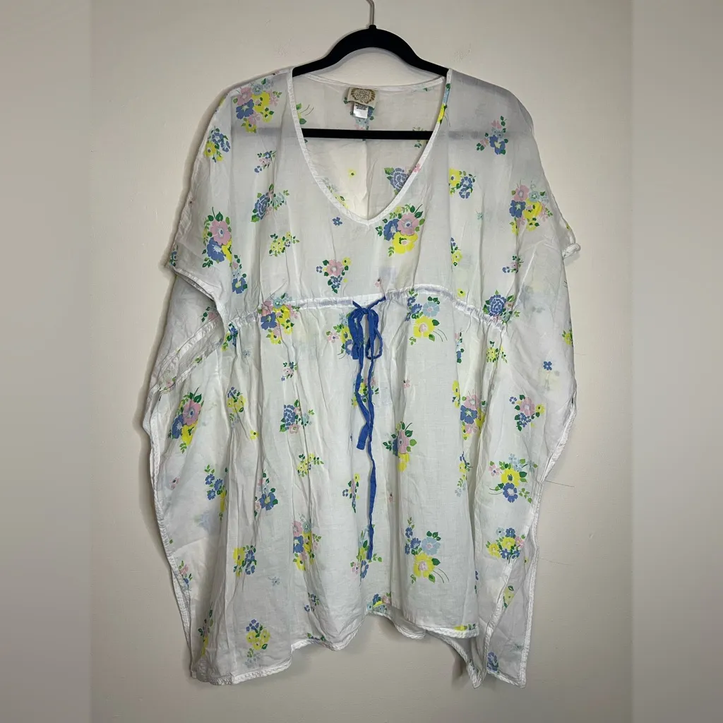 Beaufort Bonnet Co. Floral Cotton‎ Tunic OS White Pastel Caftan Cover - Image 2