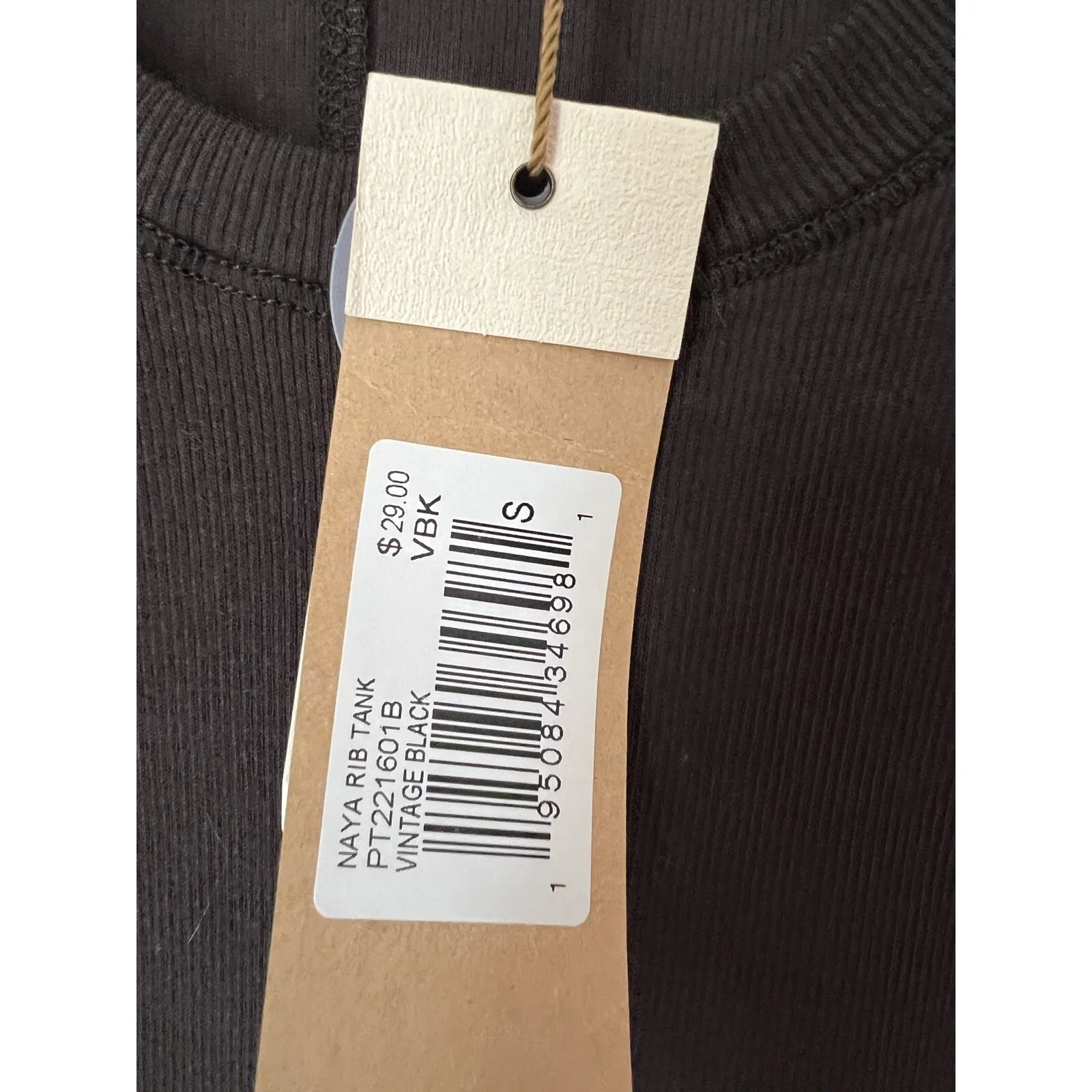 WHITE CLOUD BUCKLE SMALL RIBBED Black TANK TOP S NWT - Image 4